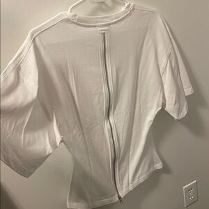 NWT Zara Oversized Zippered Back White Tee